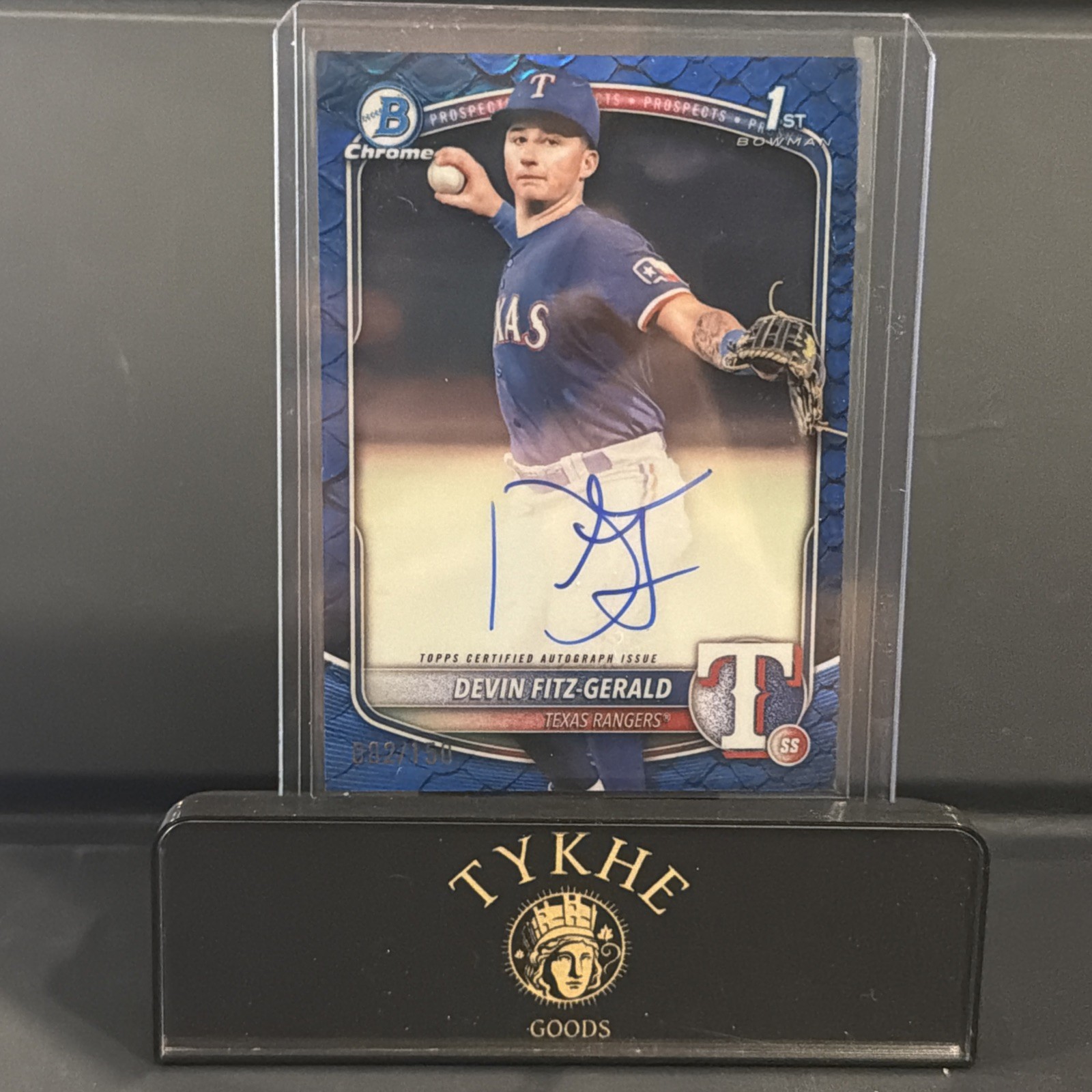 2025 Bowman Chrome Devin Fitz-Gerald Auto 1st Blue Reptilian # /150 Nationals RC