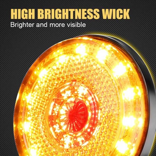 2x Motorcycle LED Turn Signal Round Tail Light Yellow Red Universal 24LED 12V - Picture 5 of 9