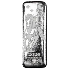 2026 100g Silver Lunar Year of the Horse .999 Fine Silver Bar #A733