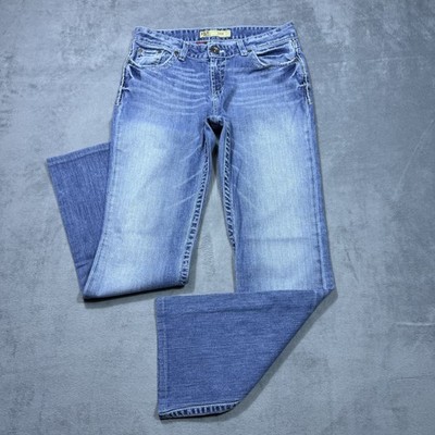 BKE Jeans Womens 30x32 KATE Stretch Bootcut Thick Stitch USA Denim Buckle Boho