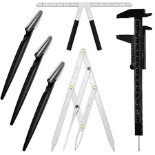 6 Pieces Tattoo Eyebrows Rulers 3 Point Positioning Ruler Mini Caliper Double