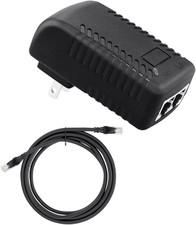 48V PoE Power Injector with 3FT Cat6 Cable, IEEE 802.3at/af, 24W