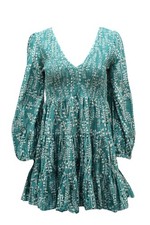 Rixo Sasha Long Sleeve Mini Dress In Cotton Women Green Size 4