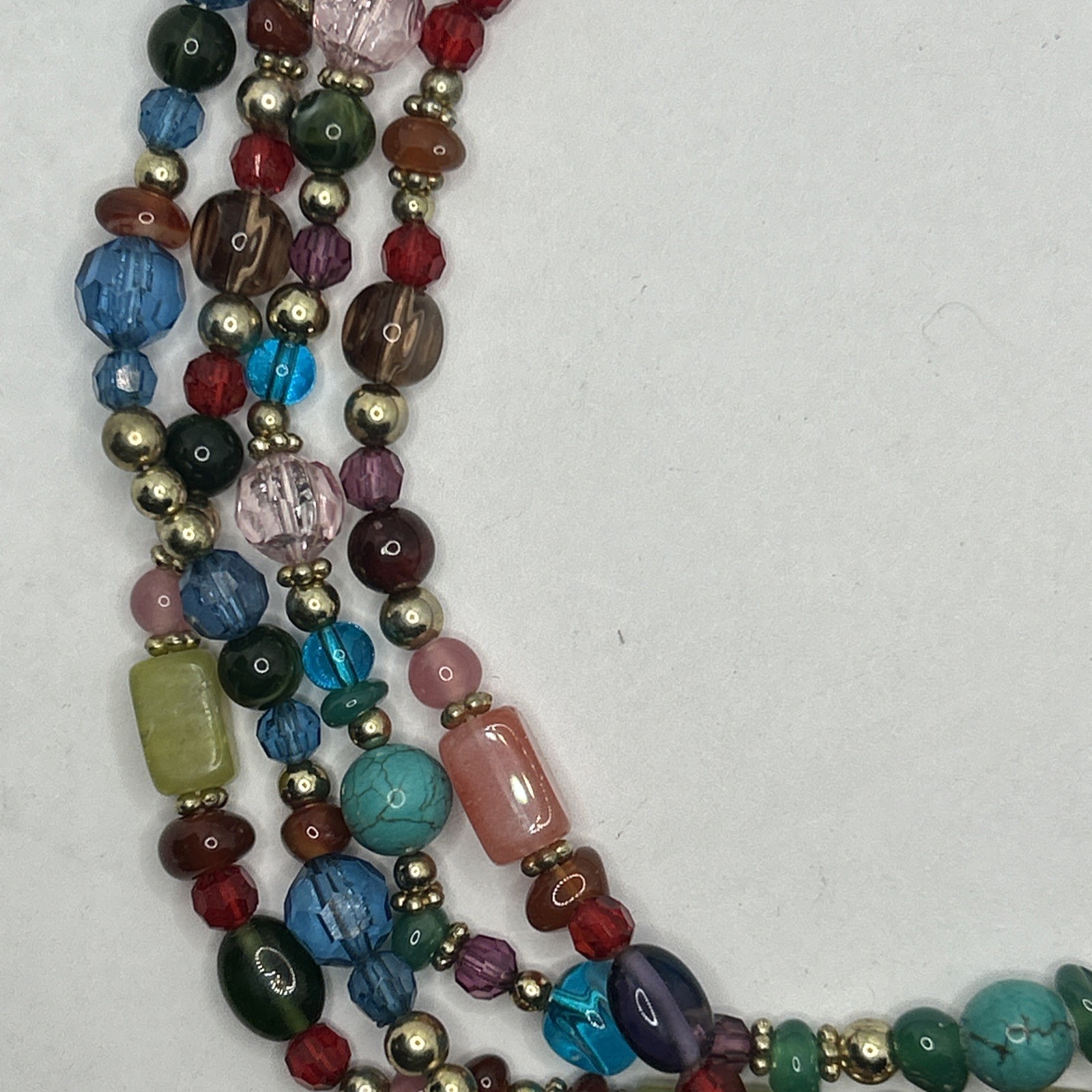 Multi Colored Multi Beaded 4 Multi Strand Necklac… - image 2