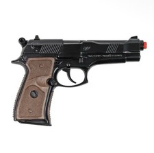 Metal Toy Cap Gun. Secret Service Police M9 Style Black. Gonher 8 Shot New