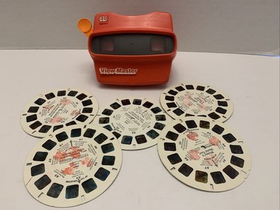 Vintage Tyco Red 3D View-Master Viewer POOH MICKEY Orange Lever Made in USA LOT