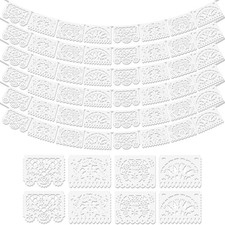 6Pack White Papel Picado Banner, Cinco De Mayo Plastic Mexican Party Banner W...