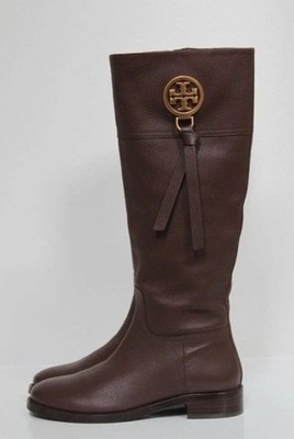 NWD $695 Tory Burch Chelsea Tassel Tall Boot Tumbled Leather Brown Women Size 7