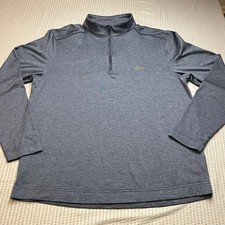 Greg Norman Golf Pullover Mens Medium M Blue 1/4 Zip Long Sleeve Shark Logo