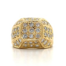 Men's Vintage 14K Yellow Gold 1.17CTW Round Pave Diamond Cluster Ring Size 6.5