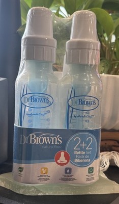 Dr.Browns Natural Flow 0m+ (2)Baby Bottles 8oz & (2)Baby Bottles 4oz (4 Total)