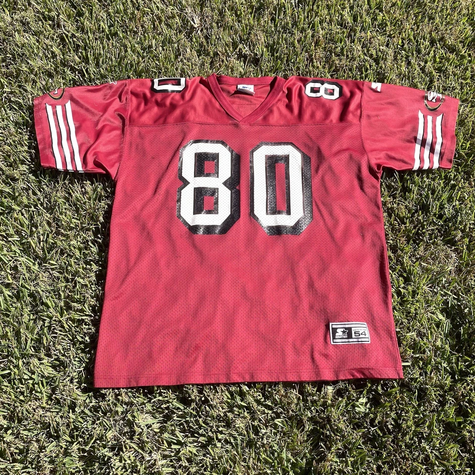 复古 90 年代初学者 NFL 男式旧金山 49 人队杰里·赖斯球衣尺寸 54/2XL — 第 2/4 张图片