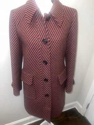 Vintage 90's Prada Red Checkered Coat Minimalist CBK Style Medium
