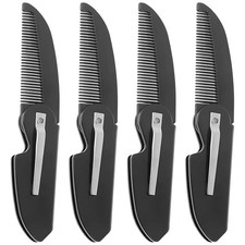 4-Pack Handmade Sawcut Mustache Comb, Best Pocket Folding Comb for Moustaches an