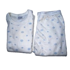 Duofold Snowflake Vintage Pajama Long John 2pc Set Polyester Wool Blend MED USA