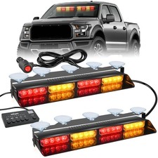32led Amber Red Emergency Dash Strobe Light Bar With Controller Suction Cups