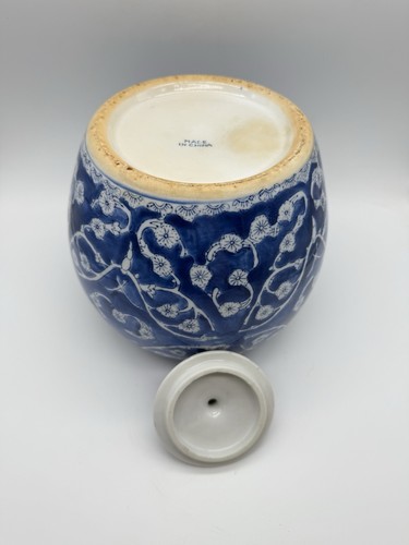 Vintage chinesische blau & weiß Porzellan Kirsche/Prunusblüte Melone Ingwer Glas - Bild 6 von 7