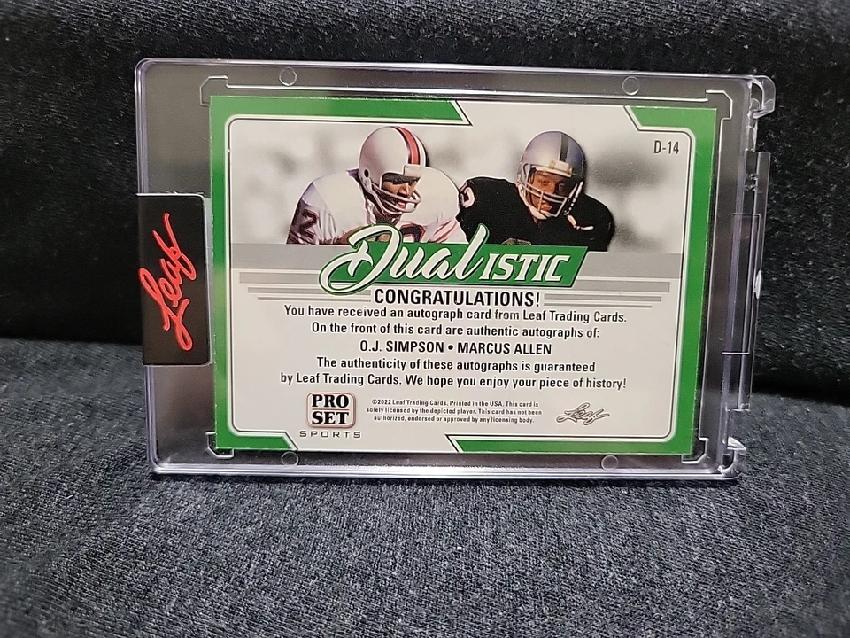 OJ Simpson & Marcus Allen #1/9 2022 Leaf Pro Set Dualistic Auto HOF - Image 3 of 3