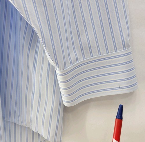 Brooks Brothers Madison Dress Shirt 18-37 Blue White Striped Long Sleeve Cotton - Picture 9 of 9