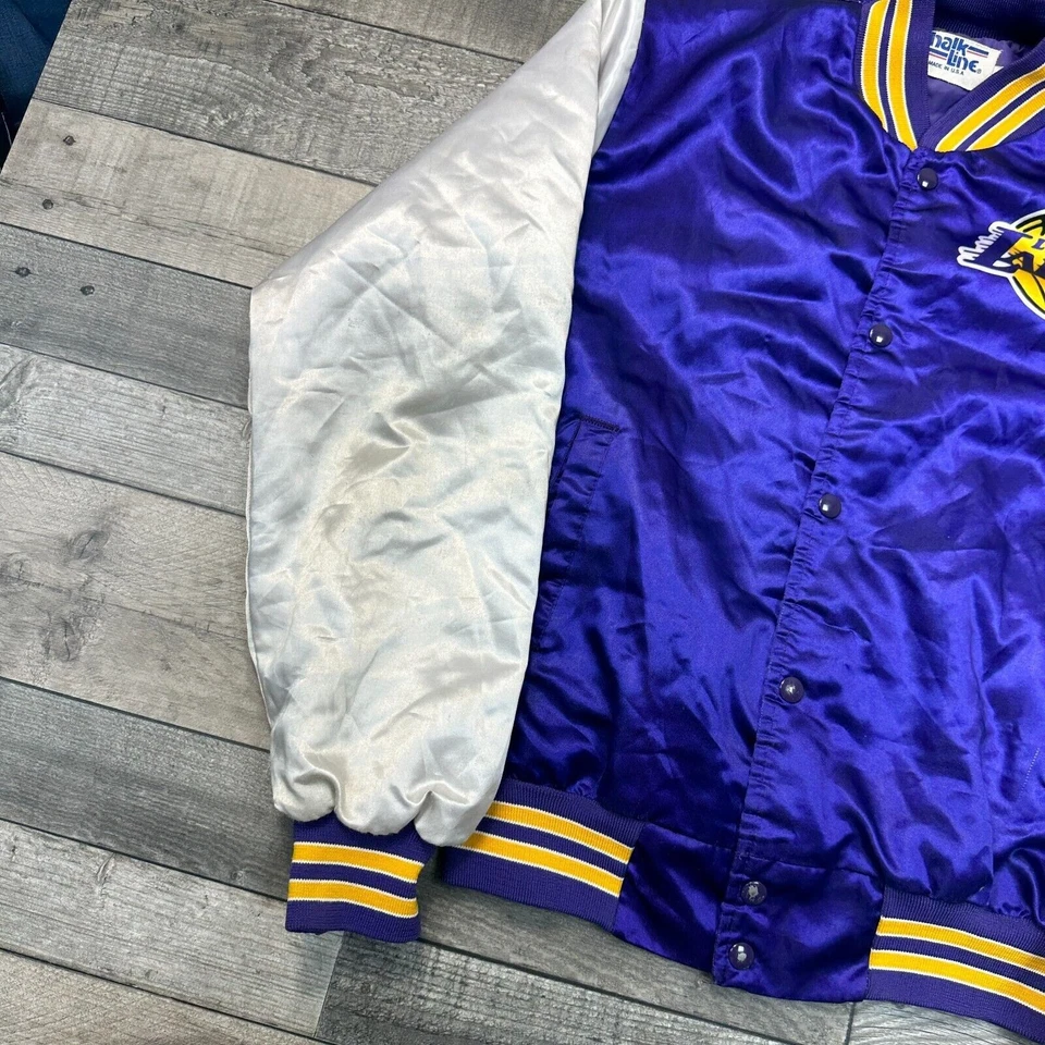 Vintage Chalk Line LA Lakers Satin Bomber Jacket 90s Made In USA Mens Medium - Image 3 of 4