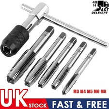 6Pcs T-Handle Tap Wrench & Die Set Metric M3-M8 Chuck Thread Cutting Tool Kit UK