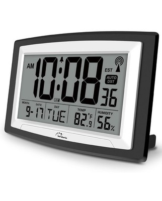 WallarGe Atomic Clock with Indoor Temperature and Humidity,Self-Setting Digital