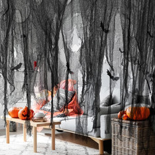 500"x39" Halloween Black Creepy Cloth, Halloween Scary Spooky Fabric Cloth