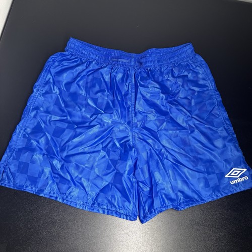 UMBRO Blue Shiny Checked Shorts Y2K Size XL Lightweight Athletic