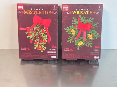 Lot of 2 Block Tech  Christmas Wreath & Mistletoe Holiday Botanical Sets