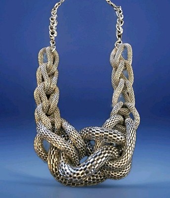 MARKS & SPENCER (MS) STAINLESS STEEL CHUNKY MESH NECKLACE 16''-19''-EXC VINTAGE 