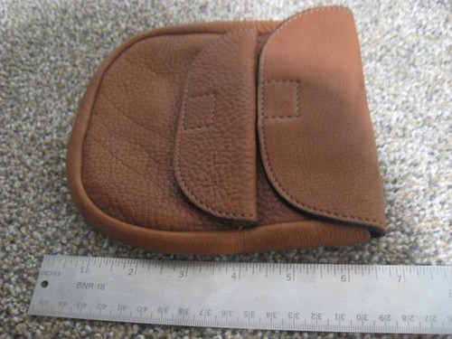 Vintage TORY Brown Leather 6" x 6" (2-Pocket) Belt Stash Treat Bait Pouch Bag - Picture 7 of 9