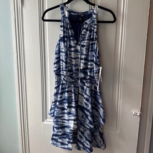 Aqua Dress Womens Medium Blue Tie Dye Sleeveless Smocked Waist Beach Vacation