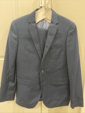 Men's Navy Blue Textured 2pc 2 Button Slim-Fit Suit 38s 32s Alberto Cardinali