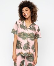 Cyberjammies Pyjama Top Modal Women Lea Pink Leaf Short Sleeve PJ Top