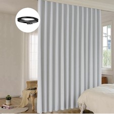 Bendable Ceiling Track Room Divider Curtain Set - 95 Blackout, Grey 9ft Tall