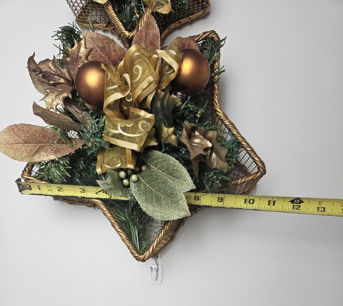 Christmas Star Basket Door Wreath Wall Hanging Artificial Garland Ornaments Bows - Picture 13 of 13