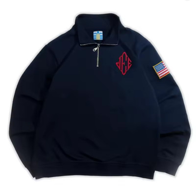Jeffrey Epstein Quarter Zip Navy Blue Sweatshirt Retro Y2K | eBay