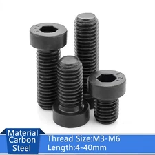 M3 M4 M5 M6 Low Head Socket Cap Screws Allen Bolts Carbon Steel 12.9 Grade Black