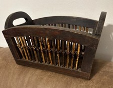 Vintage Wood Bamboo Basket - Double Handles 12.15 X 7