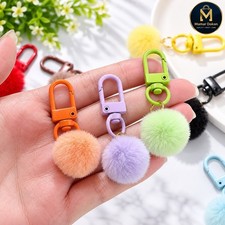 Keyring Soft Faux Fluffy Rabbit Fur HandBag Pendant Charm Pompom Keychain Charm