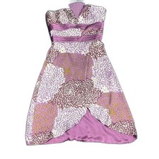 IvaNova Boutique Floral Strapless Dress in Purple and White