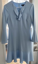 Jax Women’s Black Label Sky Blue Laced-Up Bell Sleeve Dress Sz 2