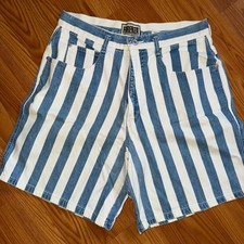 Vintage Forenza Denim Blue and White Striped Mom Shorts