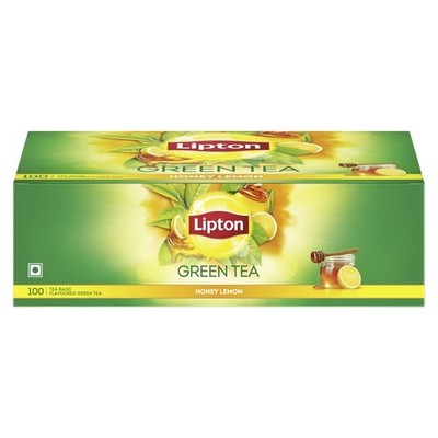 Honey Lemon Green Tea Bags 100 pcs, All Natural Flavour, Zero Calories