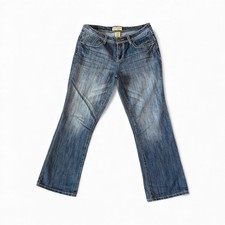Earl Jean Women’s Jeans Size 10P Bootcut Mid Rise Stretch Blue Denim Embellished