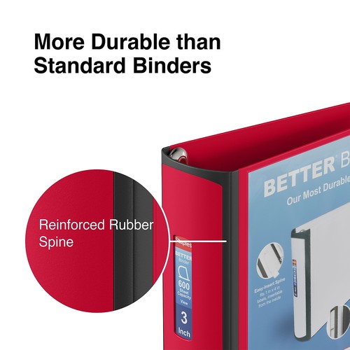 Staples Better 3-Inch D 3-Ring View Binder Red (18367) 807717 - Picture 4 of 7