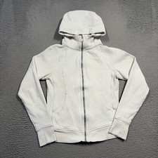 Lululemon Scuba Hoodie Full Zip Women Size 6 White Sweatshirt Fleece Jacket Hood