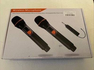 NEW SEALED DFTRT UHF Dual Wireless Microphone System   Rechargeable, 160ft Range