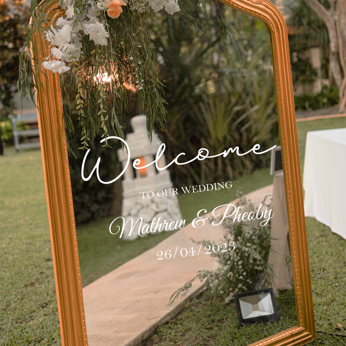 鏡/ミラーセット（Wedding Stickerつき） Amazon.com: Selfie Mirror Decals for Wedding Party Entry Wedding