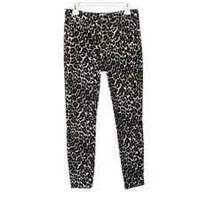 J Crew Corduroy Pants Women’s Size 28 Leopard Print High Rise Toothpick Skinny
